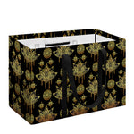 Black And Gold Lotus Flower Print Utility Tote Bag