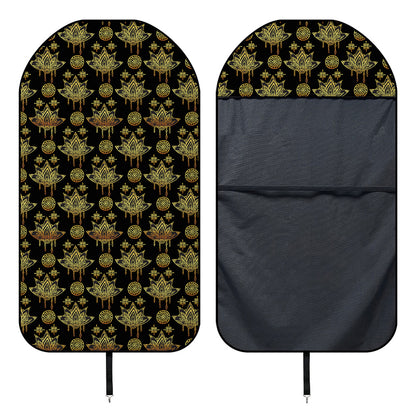 Black And Gold Lotus Flower Print Waterproof Car Seat Cover