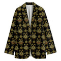 Black And Gold Lotus Flower Print Women's Blazer