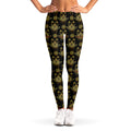 Black And Gold Lotus Flower Print Women's Leggings