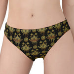 Black And Gold Lotus Flower Print Women's Panties
