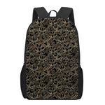 Black And Gold Lotus Pattern Print 17 Inch Backpack