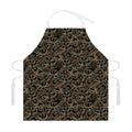 Black And Gold Lotus Pattern Print Adjustable Apron