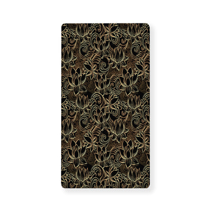 Black And Gold Lotus Pattern Print Baby Crib Sheet