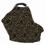 Black And Gold Lotus Pattern Print Baby Seat Cover