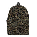 Black And Gold Lotus Pattern Print School Backpack