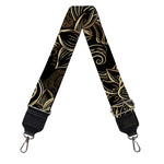 Black And Gold Lotus Pattern Print Bag Strap