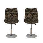Black And Gold Lotus Pattern Print Bar Stool Covers