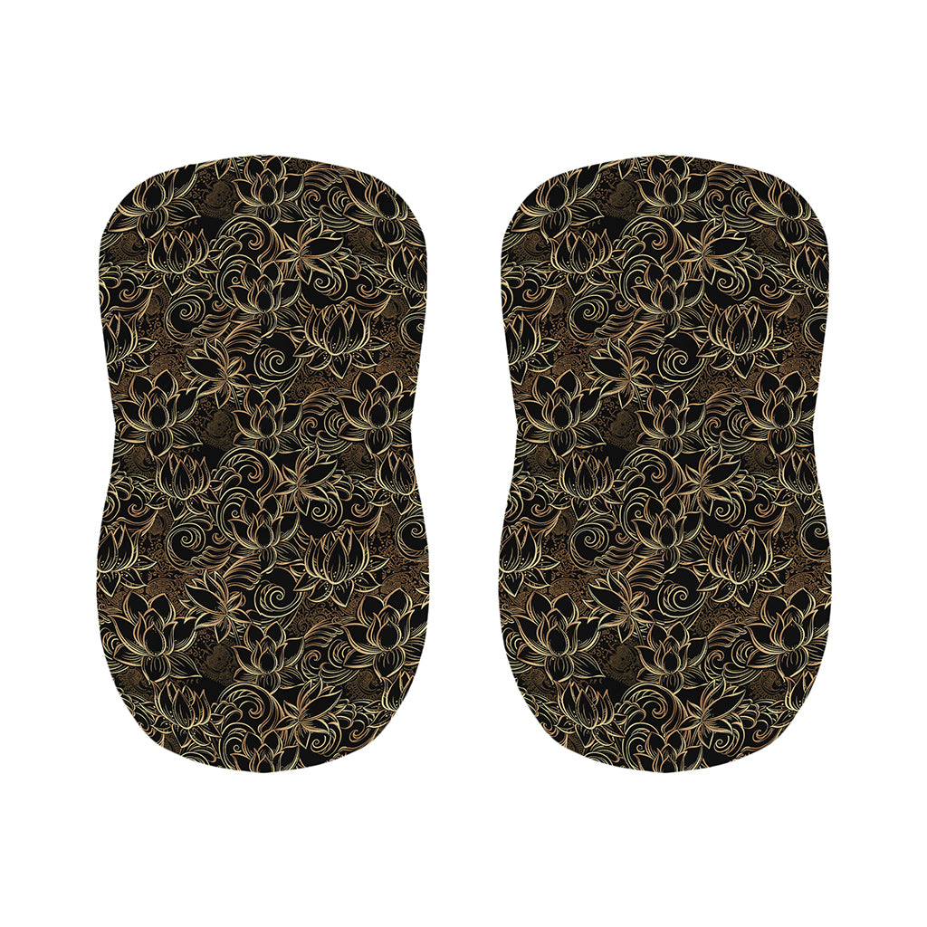 Black And Gold Lotus Pattern Print Bar Stool Covers