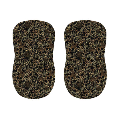Black And Gold Lotus Pattern Print Bar Stool Covers