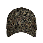 Black And Gold Lotus Pattern Print Baseball Cap