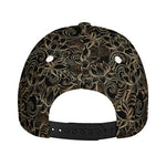 Black And Gold Lotus Pattern Print Baseball Cap