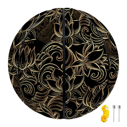 Black And Gold Lotus Pattern Print Basketball
