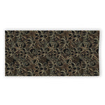 Black And Gold Lotus Pattern Print Beach Towel