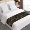 Black And Gold Lotus Pattern Print Bed Runner