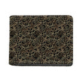 Black And Gold Lotus Pattern Print Bifold Wallet