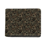 Black And Gold Lotus Pattern Print Bifold Wallet