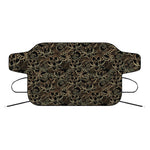 Black And Gold Lotus Pattern Print Car Windshield Snow Cover