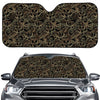 Black And Gold Lotus Pattern Print Car Windshield Sun Shade