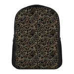 Black And Gold Lotus Pattern Print Casual Backpack