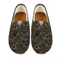 Black And Gold Lotus Pattern Print Casual Shoes