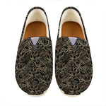 Black And Gold Lotus Pattern Print Casual Shoes