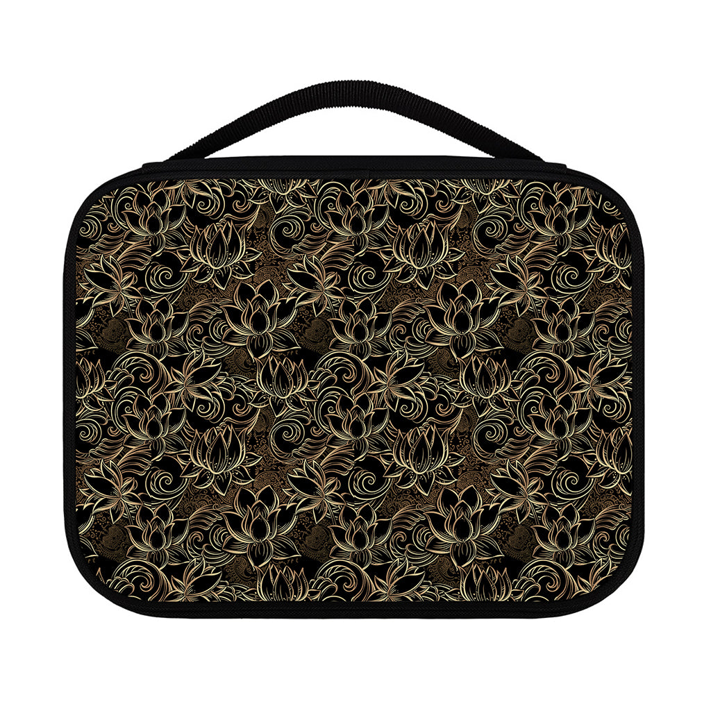Black And Gold Lotus Pattern Print Classic Bible Case