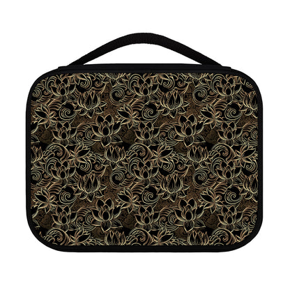 Black And Gold Lotus Pattern Print Classic Bible Case