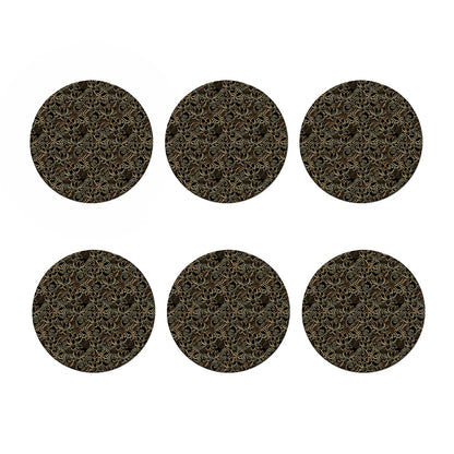 Black And Gold Lotus Pattern Print Coaster Set