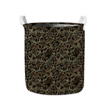 Black And Gold Lotus Pattern Print Collapsible Laundry Basket