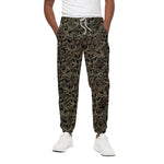 Black And Gold Lotus Pattern Print Cotton Pants