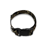 Black And Gold Lotus Pattern Print Dog Collar
