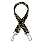 Black And Gold Lotus Pattern Print Dog Seat Belt