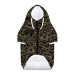 Black And Gold Lotus Pattern Print Dog Zip Up Hoodie