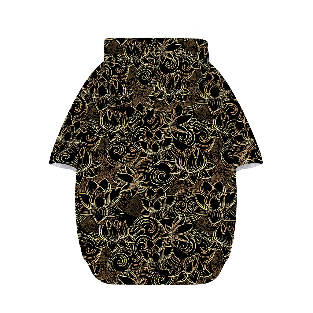 Black And Gold Lotus Pattern Print Dog Zip Up Hoodie