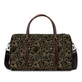 Black And Gold Lotus Pattern Print Duffel Bag