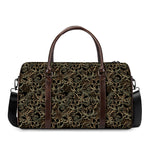Black And Gold Lotus Pattern Print Duffle Bag