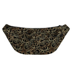 Black And Gold Lotus Pattern Print Fanny Pack