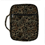 Black And Gold Lotus Pattern Print Front Pocket Bible Bag