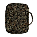 Black And Gold Lotus Pattern Print Front Pocket Bible Bag