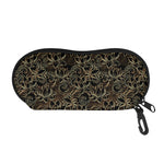 Black And Gold Lotus Pattern Print Glasses Case