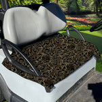 Black And Gold Lotus Pattern Print Golf Cart Seat Cover