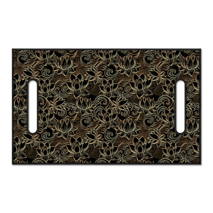 Black And Gold Lotus Pattern Print Golf Cart Seat Cover