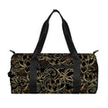 Black And Gold Lotus Pattern Print Gym Bag