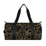Black And Gold Lotus Pattern Print Gym Bag