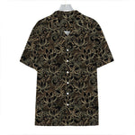 Black And Gold Lotus Pattern Print Hawaiian Shirt