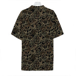 Black And Gold Lotus Pattern Print Hawaiian Shirt