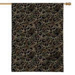 Black And Gold Lotus Pattern Print House Flag