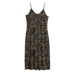 Black And Gold Lotus Pattern Print Jersey Midi Cami Dress