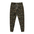 Black And Gold Lotus Pattern Print Jogger Pants